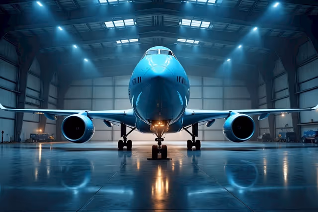 Aircraft in a hangar representing aerospace logistics and time-critical aviation supply chain support